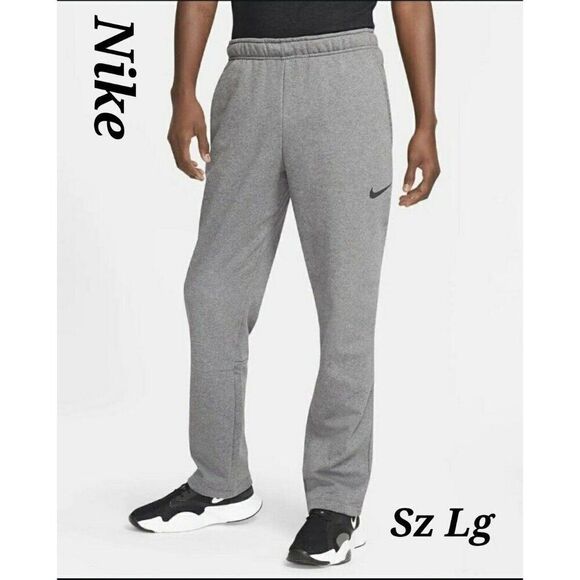 Nike Men's Therma-Fit Training Athletic Pants Sweatpants Pockets Size L Grey - Picture 1 of 7